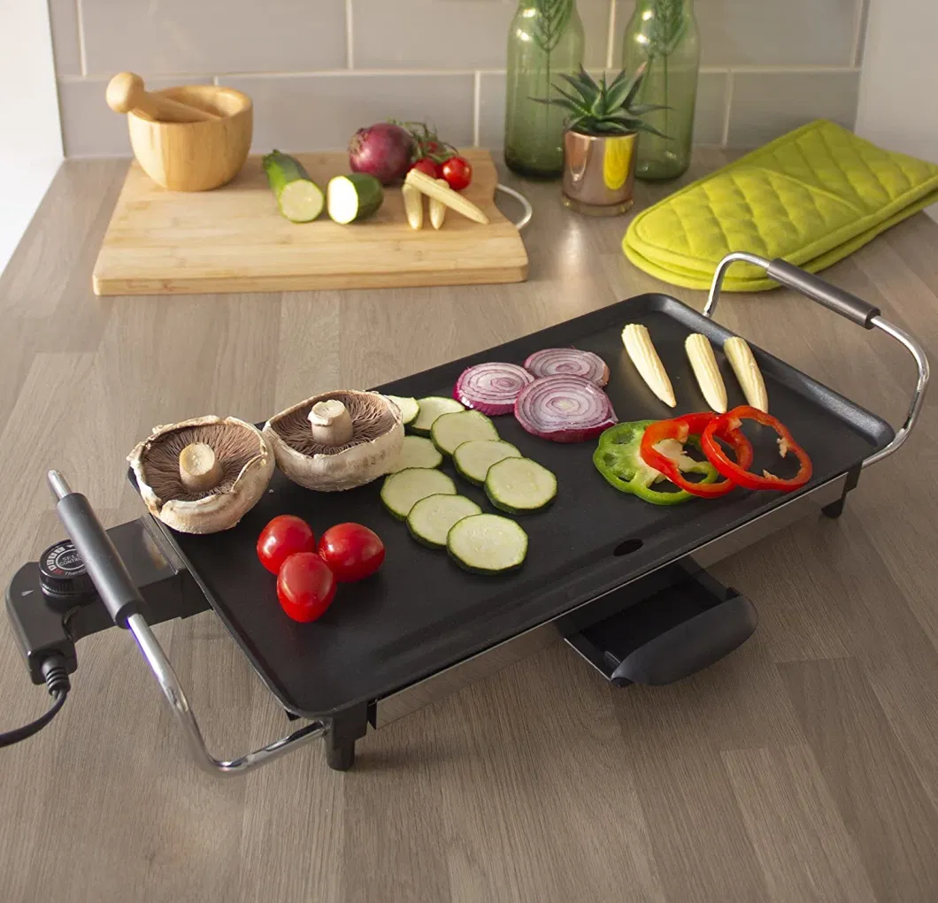 Electric Grill Pan with Removable Handle Tabletop BBQ Griddle