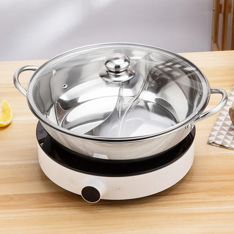 Kitchenware Stainless Steel Hot Pot Two-Flavor Hot Pot Soup Pot for Induction Gas Electric