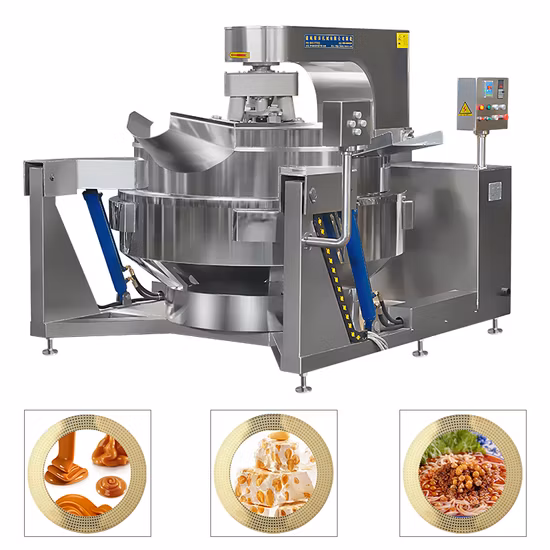 Restaurante Comercial Automático Multifunción Inclinación Planetaria Curry Chili Frijol Pasta Mezcla Hacer Gas Eléctrico Vapor Salsa De Pollo Cocinar Wok