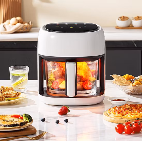 La freidora de aire grande de la capacidad 8L 6L con la reserva visible de la pantalla táctil de la cubierta y descongela no multifuncional