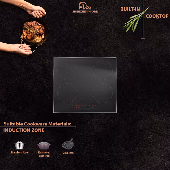 220V~240V Cuatro Placas de Inducción Eléctrica con 4 Zonas de Cocción para Encimera