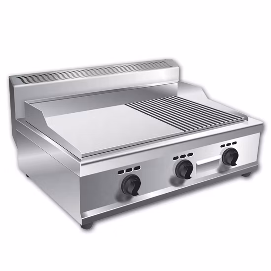Plancha Teppanyaki eléctrica plana con encimera de doble control para bistec
