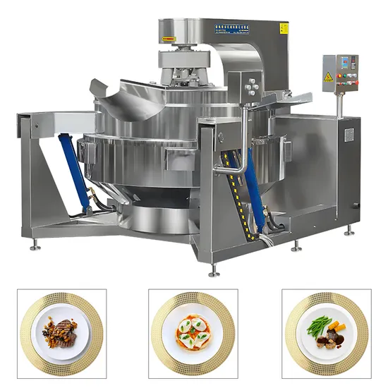 China Gran Industrial Comercial Automático Multi Planetario Inclinación Curry Chili Frijol Pasta Mezcla Hacer Gas Eléctrico Trapeador Salsa Cocinar Wok