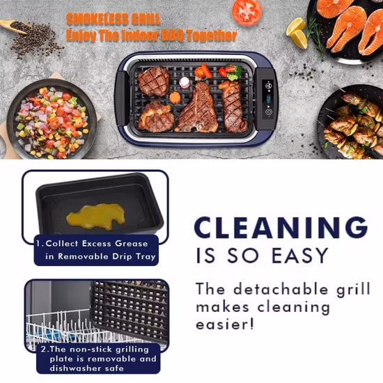 Parrilla de barbacoa eléctrica sin humo para el hogar multifuncional al aire libre