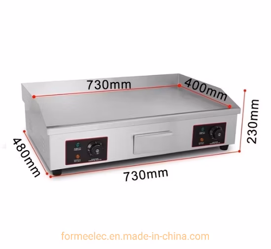 Equipo de cocina Parrilla eléctrica 4.4kw 2/3 Plancha eléctrica ranurada 1/3 plana