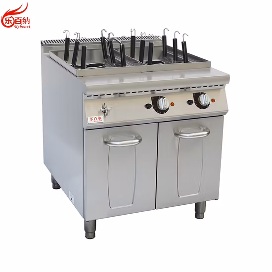 Equipo de cocina comercial, plancha eléctrica con tapa plana, parrilla para hamburguesas con gabinete de doble puerta en acero inoxidable (9E